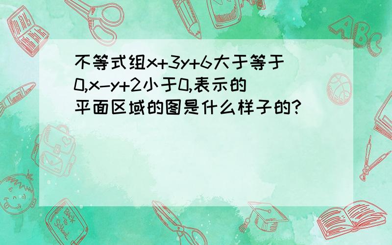 不等式组x+3y+6大于等于0,x-y+2小于0,表示的平面区域的图是什么样子的?