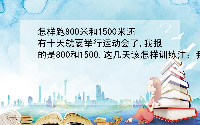 怎样跑800米和1500米还有十天就要举行运动会了,我报的是800和1500.这几天该怎样训练注：我跑步一般,800米最好的成绩是3分35秒.我知道不怎么样,但还希望大家能帮我一把,死马当活马医吧~