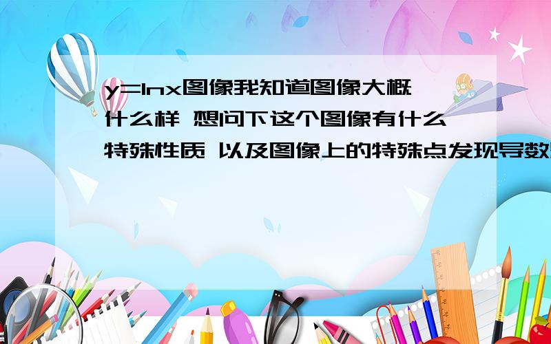 y=lnx图像我知道图像大概什么样 想问下这个图像有什么特殊性质 以及图像上的特殊点发现导数题总有这个图像 谁给我讲讲吖