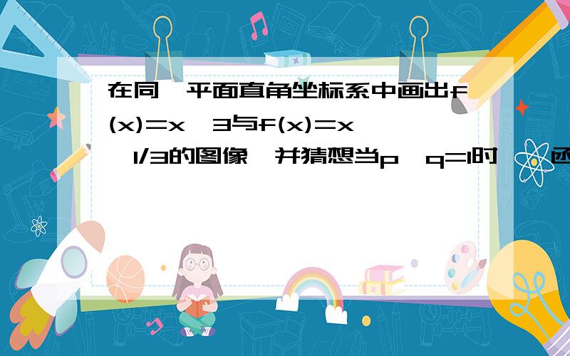 在同一平面直角坐标系中画出f(x)=x^3与f(x)=x^1/3的图像,并猜想当p*q=1时,幂函数y=x^p与y=x^q在第一象限