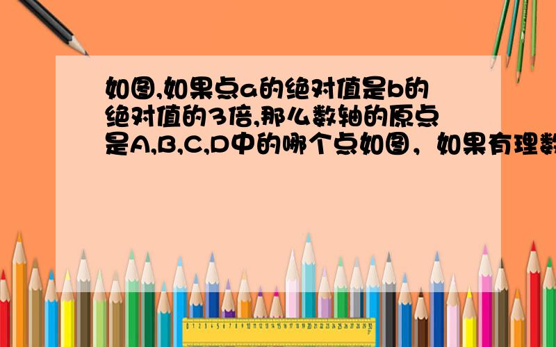 如图,如果点a的绝对值是b的绝对值的3倍,那么数轴的原点是A,B,C,D中的哪个点如图，如果有理数a的绝对值是b的绝对值的3倍，那么数轴的原点是A,B,C,D中的哪个点？