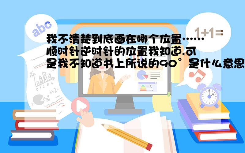 我不清楚到底画在哪个位置……顺时针逆时针的位置我知道.可是我不知道书上所说的90°是什么意思……大家说简单点……20财富，够多了！