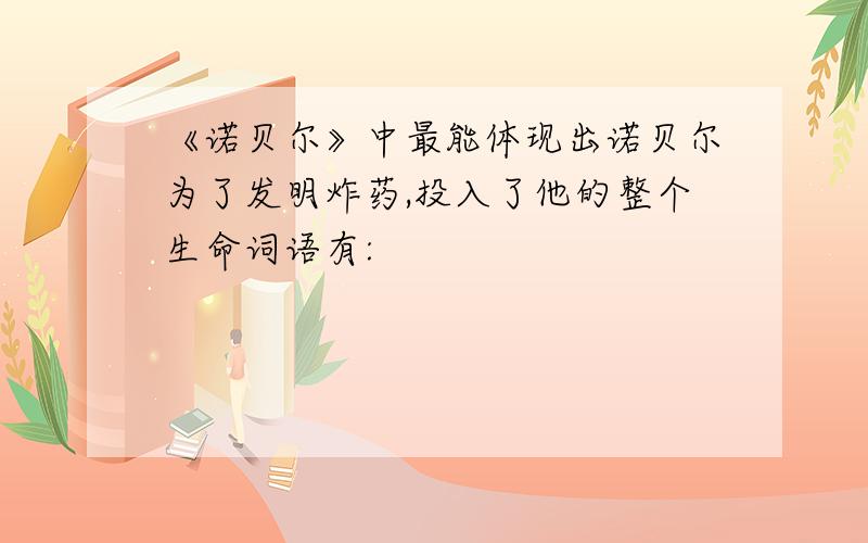 《诺贝尔》中最能体现出诺贝尔为了发明炸药,投入了他的整个生命词语有: