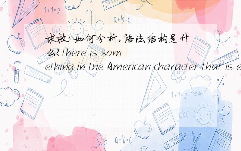 求救!如何分析,语法结构是什么?there is something in the American character that is even secretly hostile to the act of aimless reading,a certain hale and heartiness that is suspicious of reading as anything more than a tool for advancemen