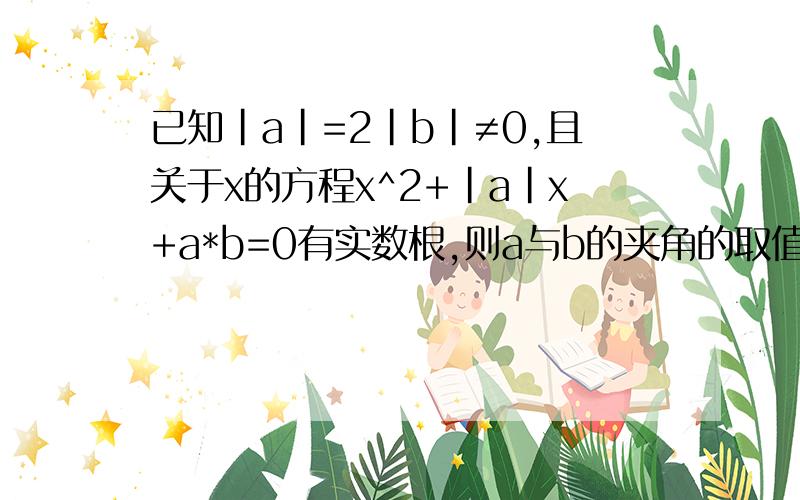 已知|a|=2|b|≠0,且关于x的方程x^2+|a|x+a*b=0有实数根,则a与b的夹角的取值范围 （ab都是向量）这道题一直解到cos≤1/2我都会,但我不明白为什么夹角范围是[Π／3,Π]而不是[Π/3,2Π/3]呢