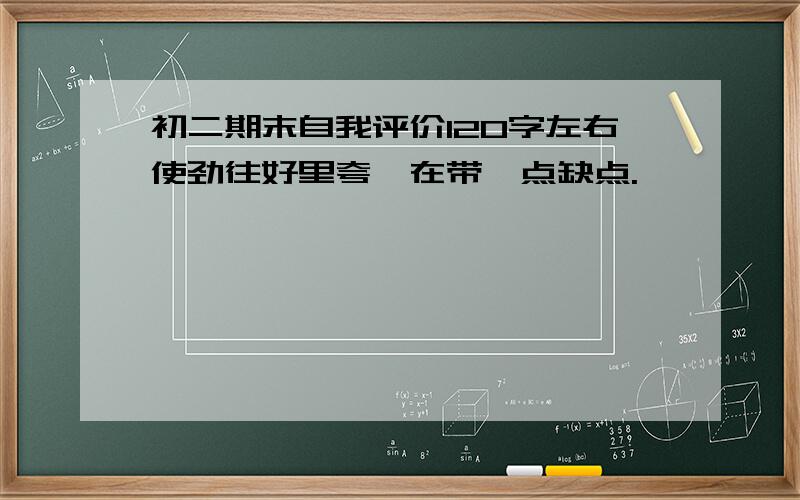 初二期末自我评价120字左右使劲往好里夸,在带一点缺点.