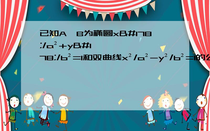 已知A,B为椭圆x²/a²+y²/b²=1和双曲线x²/a²-y²/b²=1的公共顶点,P,Q分别为双曲线和椭圆上不同于A,B的动点,且满足AP+BP=λ（AQ+BQ）.设直线AP,BP,AQ.BQ的斜率分别为k1,k2,k3,k4.（1