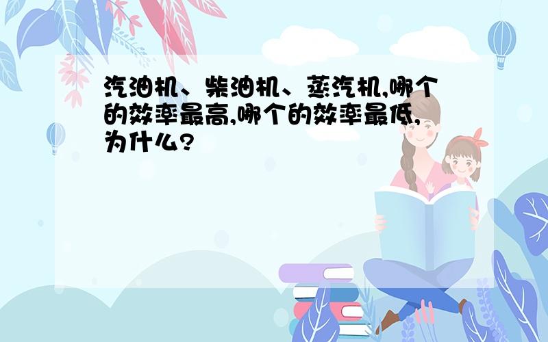 汽油机、柴油机、蒸汽机,哪个的效率最高,哪个的效率最低,为什么?