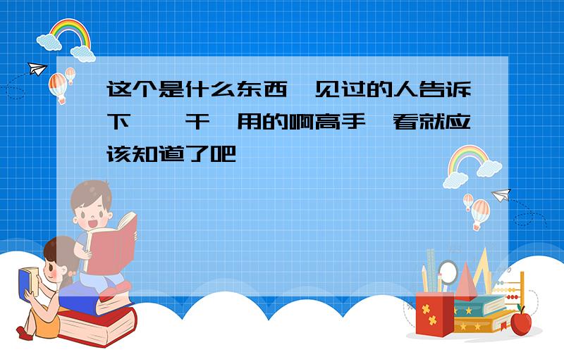 这个是什么东西,见过的人告诉下呗,干嘛用的啊高手一看就应该知道了吧