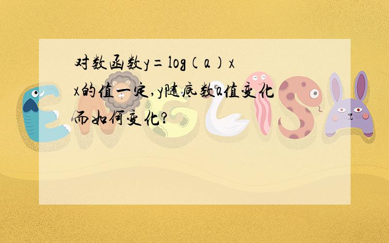 对数函数y=log（a）x x的值一定,y随底数a值变化而如何变化?