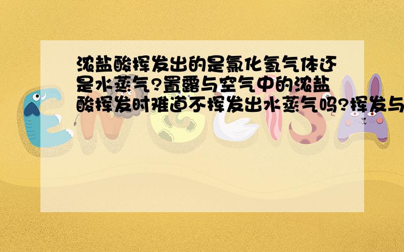 浓盐酸挥发出的是氯化氢气体还是水蒸气?置露与空气中的浓盐酸挥发时难道不挥发出水蒸气吗?挥发与蒸发有区别吗?顺便问一句，稀盐酸易挥发吗？蒸发是要加热的吗？