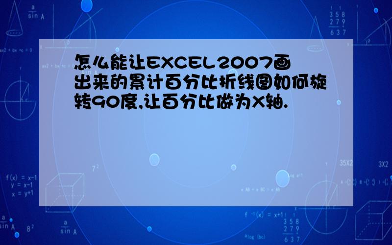 怎么能让EXCEL2007画出来的累计百分比折线图如何旋转90度,让百分比做为X轴.