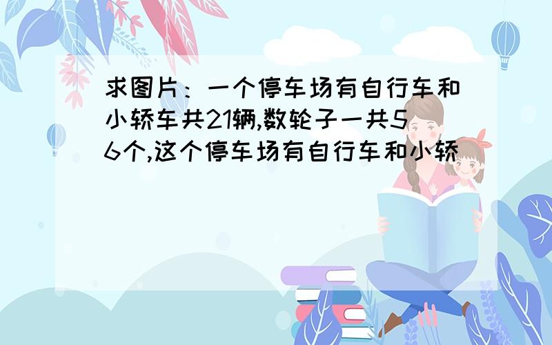 求图片：一个停车场有自行车和小轿车共21辆,数轮子一共56个,这个停车场有自行车和小轿