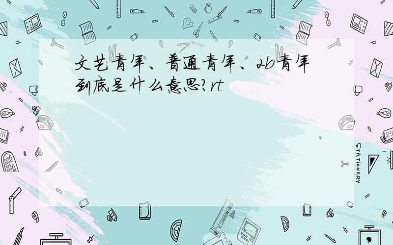 文艺青年、普通青年、2b青年到底是什么意思?rt