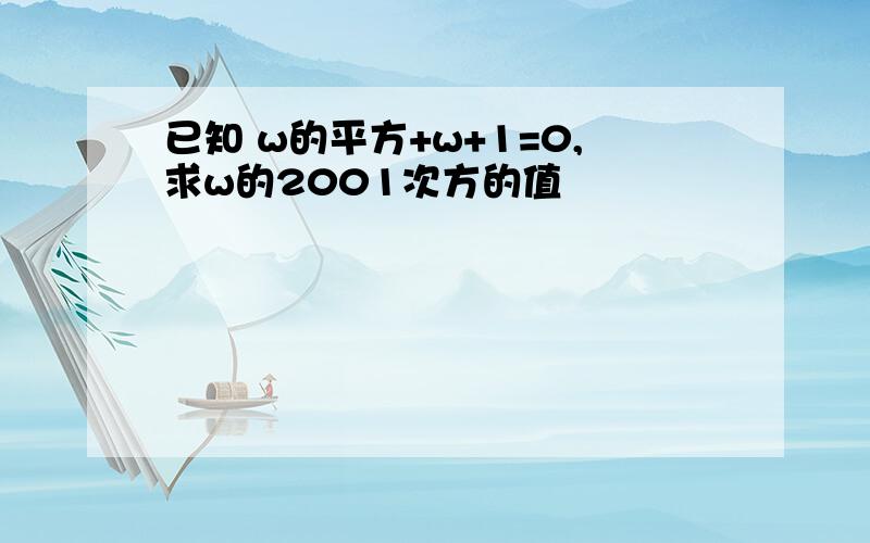 已知 w的平方+w+1=0,求w的2001次方的值