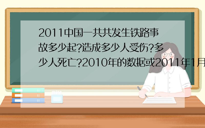 2011中国一共共发生铁路事故多少起?造成多少人受伤?多少人死亡?2010年的数据或2011年1月1日到现在.