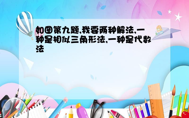 如图第九题,我要两种解法,一种是相似三角形法,一种是代数法