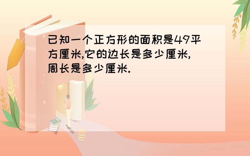 已知一个正方形的面积是49平方厘米,它的边长是多少厘米,周长是多少厘米.