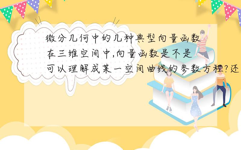 微分几何中的几种典型向量函数在三维空间中,向量函数是不是可以理解成某一空间曲线的参数方程?还有书上提到的＂长度是常数的向量函数＂是不是一定是一个球面上曲线的参数方程?还有,