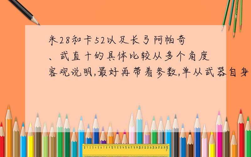 米28和卡52以及长弓阿帕奇、武直十的具体比较从多个角度客观说明,最好再带着参数,单从武器自身