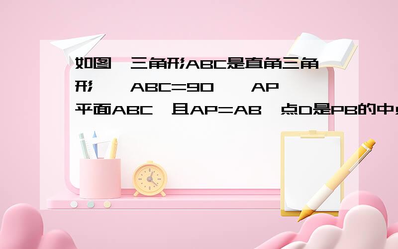 如图,三角形ABC是直角三角形,∠ABC=90°,AP⊥平面ABC,且AP=AB,点D是PB的中点,点E是PC上的一点.当AB=BC时,求二面角A-PC-B的大小.