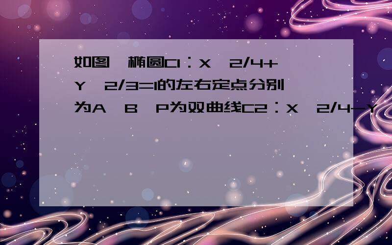 如图,椭圆C1：X^2/4+Y^2/3=1的左右定点分别为A,B,P为双曲线C2：X^2/4-Y^2/3=1的右支上（X轴上方）一点连AP叫C1于C,连PB并延长交C1于D,且△ACD与△PCD的面积相等,求直线PD的斜率及直线CD的倾斜角