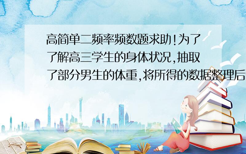 高简单二频率频数题求助!为了了解高三学生的身体状况,抽取了部分男生的体重,将所得的数据整理后画出了频率分布直方图,已知图中从左到右的三个小组的频率之比为1:2:3,第2组的频数为12,