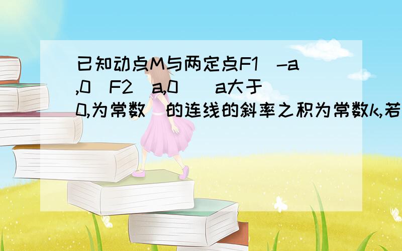 已知动点M与两定点F1(-a,0)F2(a,0）（a大于0,为常数）的连线的斜率之积为常数k,若点M的轨迹是离心率为根为根号3的双曲线,则k值.