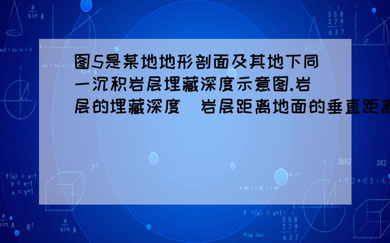 图5是某地地形剖面及其地下同一沉积岩层埋藏深度示意图.岩层的埋藏深度(岩层距离地面的垂直距离)可以用来帮助恢复岩层的形态.读图回答9～10题.  1..属于背斜谷的地方是   A.①②