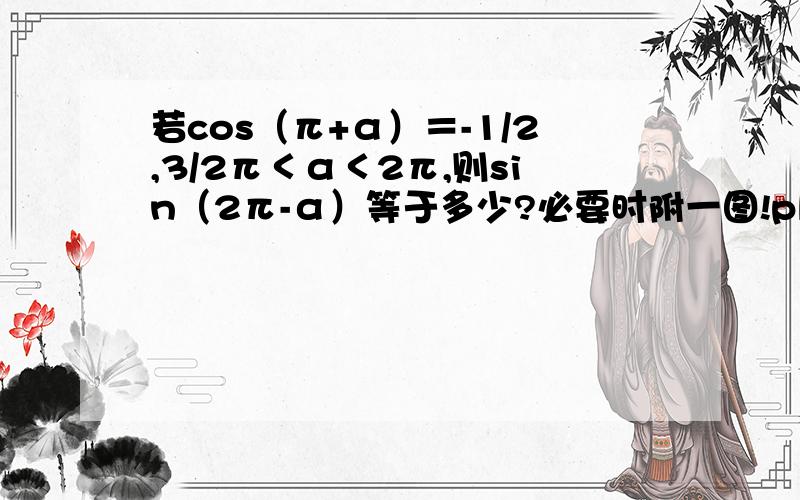 若cos（π+α）＝-1/2,3/2π＜α＜2π,则sin（2π-α）等于多少?必要时附一图!please!]