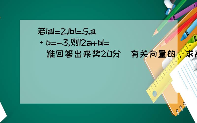 若IaI=2,IbI=5,a·b=-3,则I2a+bI=（谁回答出来奖20分）有关向量的，求高中生回答