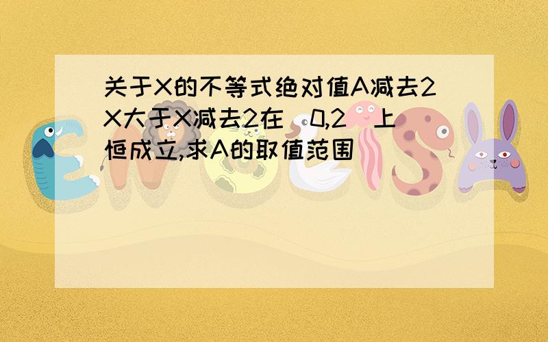 关于X的不等式绝对值A减去2X大于X减去2在(0,2)上恒成立,求A的取值范围