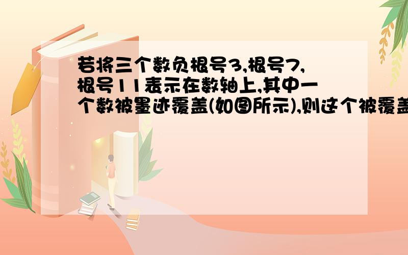 若将三个数负根号3,根号7,根号11表示在数轴上,其中一个数被墨迹覆盖(如图所示),则这个被覆盖的数是多少