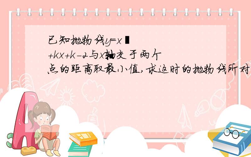 已知抛物线y=x²+kx+k-2与x轴交于两个点的距离取最小值,求这时的抛物线所对应的解析式,