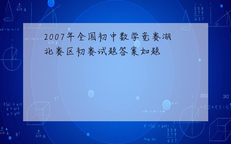 2007年全国初中数学竞赛湖北赛区初赛试题答案如题