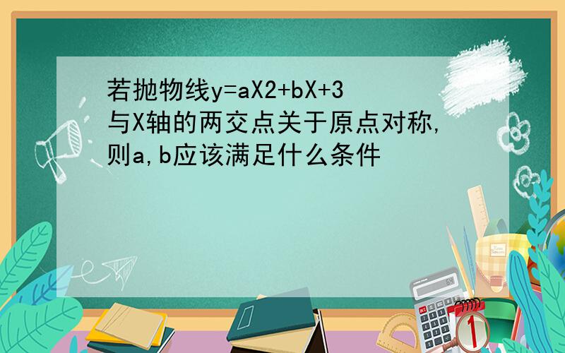 若抛物线y=aX2+bX+3与X轴的两交点关于原点对称,则a,b应该满足什么条件