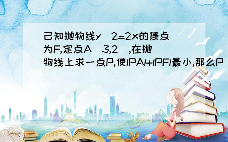 已知抛物线y^2=2x的焦点为F,定点A(3,2),在抛物线上求一点P,使lPAl+lPFl最小,那么P