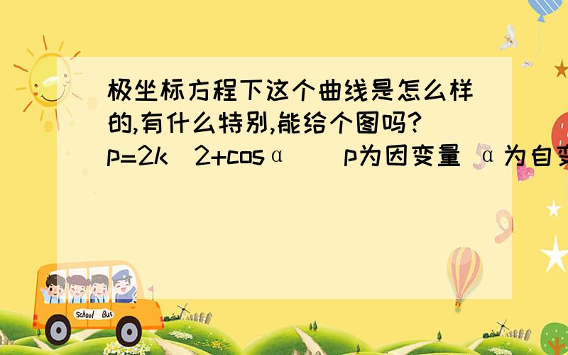 极坐标方程下这个曲线是怎么样的,有什么特别,能给个图吗?p=2k（2+cosα）（p为因变量 α为自变量）