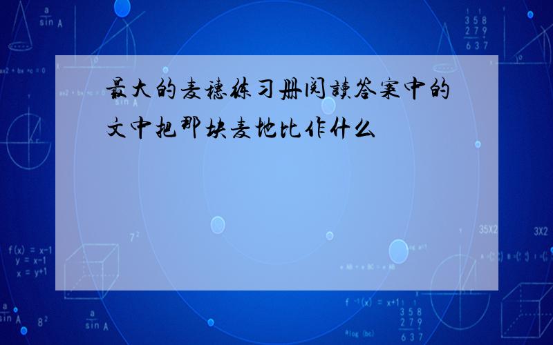 最大的麦穗练习册阅读答案中的文中把那块麦地比作什么