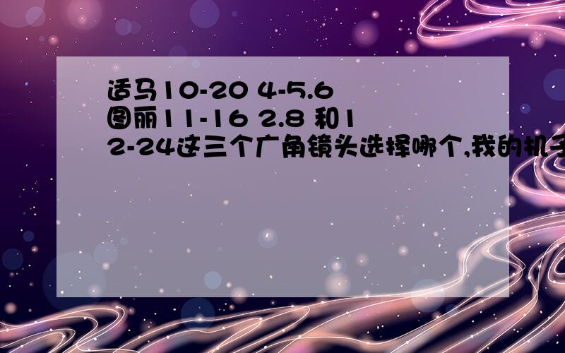 适马10-20 4-5.6 图丽11-16 2.8 和12-24这三个广角镜头选择哪个,我的机子是尼康D90机身尼康50 1.8、18-105、105微、再加上上面的广角镜头,这样4个镜头配置够吗,还需要70-300和85 1.