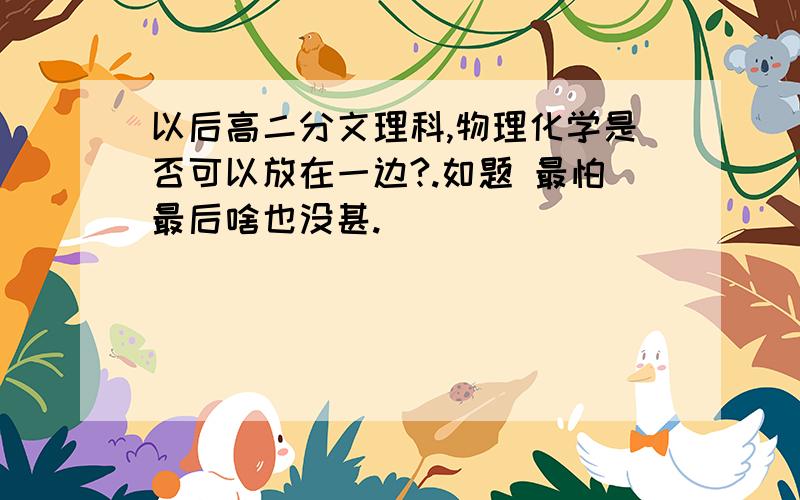 以后高二分文理科,物理化学是否可以放在一边?.如题 最怕最后啥也没甚.