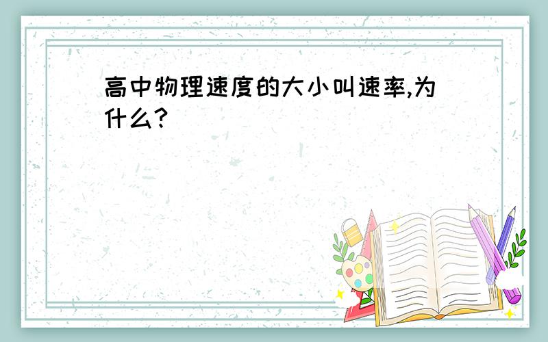 高中物理速度的大小叫速率,为什么?