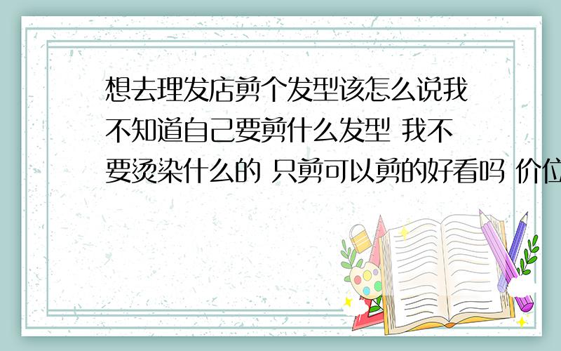 想去理发店剪个发型该怎么说我不知道自己要剪什么发型 我不要烫染什么的 只剪可以剪的好看吗 价位是多少 该怎么说 我是男的17