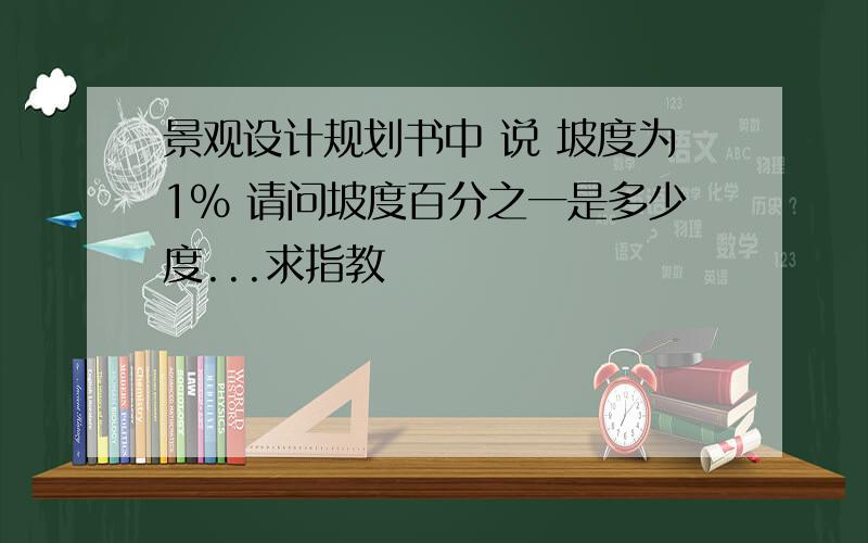 景观设计规划书中 说 坡度为1％ 请问坡度百分之一是多少度...求指教