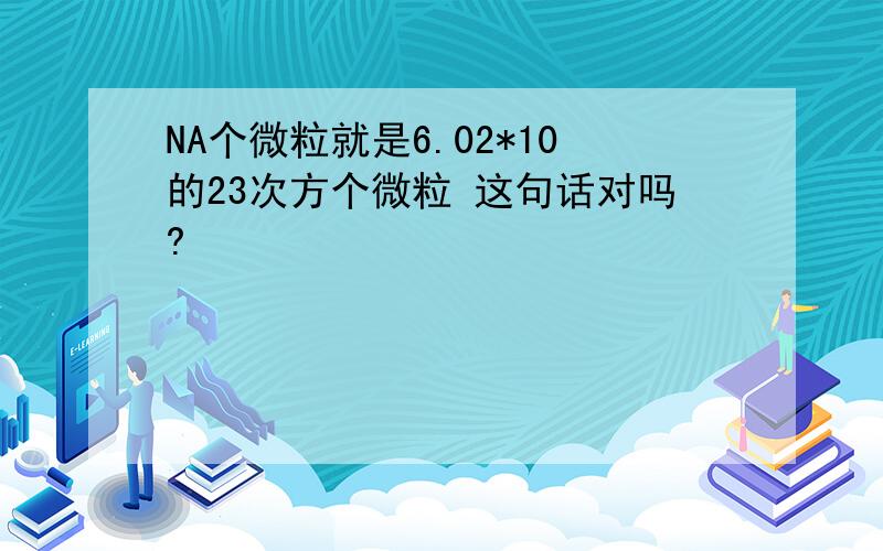 NA个微粒就是6.02*10的23次方个微粒 这句话对吗?