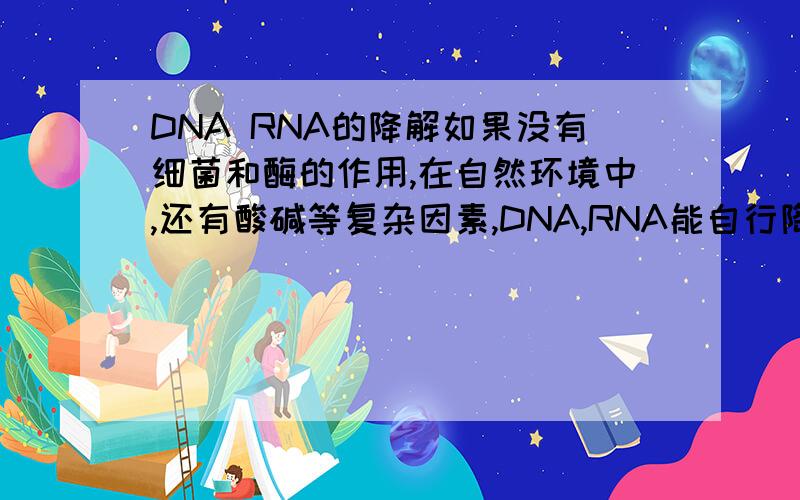 DNA RNA的降解如果没有细菌和酶的作用,在自然环境中,还有酸碱等复杂因素,DNA,RNA能自行降解吗?