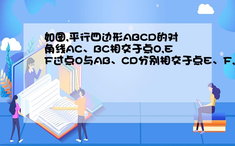 如图,平行四边形ABCD的对角线AC、BC相交于点O,EF过点O与AB、CD分别相交于点E、F,求证OE=OF