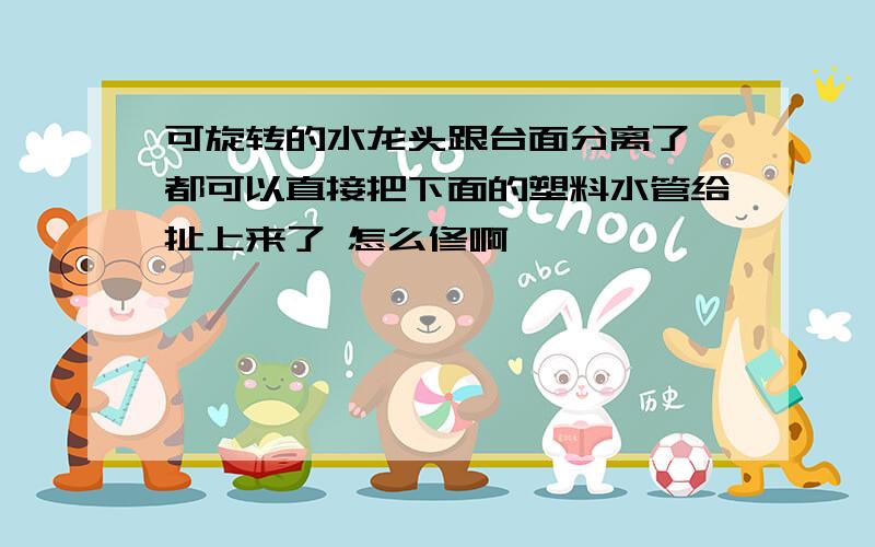 可旋转的水龙头跟台面分离了 都可以直接把下面的塑料水管给扯上来了 怎么修啊