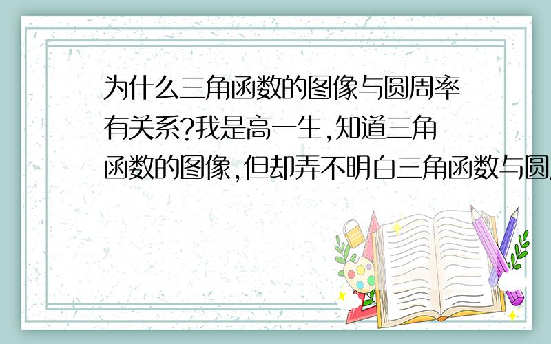 为什么三角函数的图像与圆周率有关系?我是高一生,知道三角函数的图像,但却弄不明白三角函数与圆周率有什么关系?最好有图,