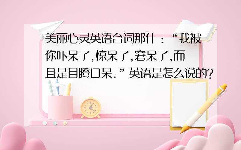 美丽心灵英语台词那什：“我被你吓呆了,惊呆了,窘呆了,而且是目瞪口呆.”英语是怎么说的?